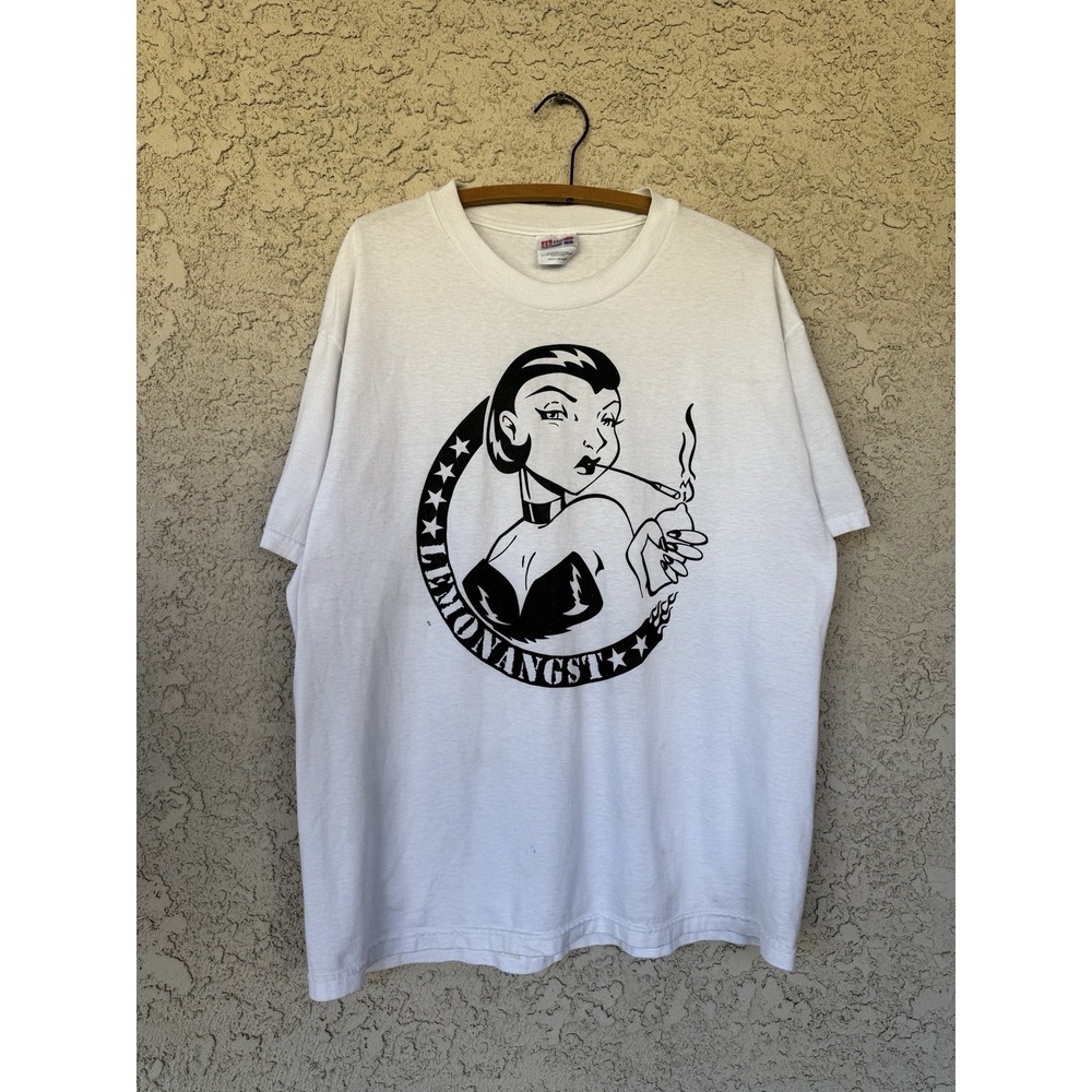 Vintage Y2K Lemonangst Smoke Girl Band T-Shirt Large Obscure Cigarette Hanes